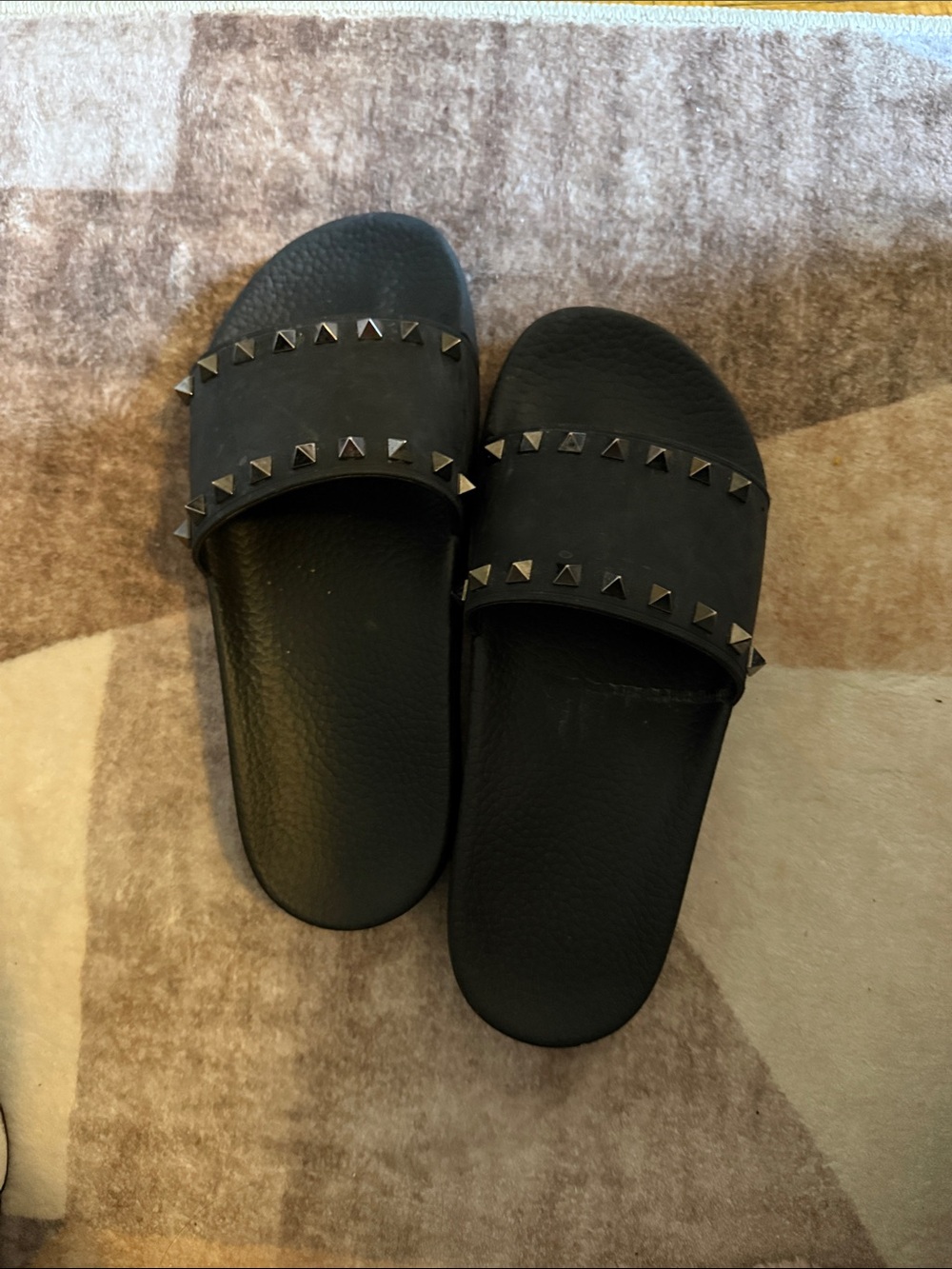 Valentino Garavani Black Studded Slide Sandals